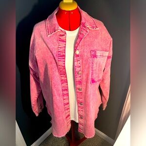 XL hot pink denim shirt